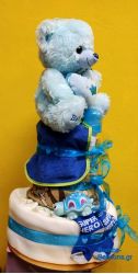 Τούρτα με πάνες τριώροφη αγόρι
