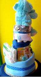 Τούρτα με πάνες τριώροφη αγόρι3