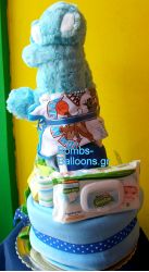 Τούρτα με πάνες τριώροφη αγόρι3