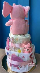 Τούρτα με πάνες διώροφη κορίτσι