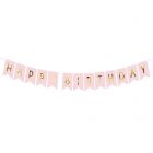 Σημαίες Happy Birthday ροζ χρυσά γράμματα