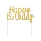 Διακοσμητικό τούρτας Happy Birthday χρυσό ολογραφικό