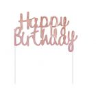 Διακοσμητικό τούρτας Happy Birthday ροζ χρυσό