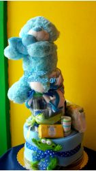 Τούρτα με πάνες τριώροφη αγόρι3