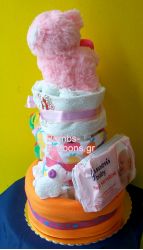 Τούρτα με πάνες τριώροφη κορίτσι6