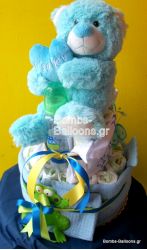 Τούρτα με πάνες διώροφη αγόρι