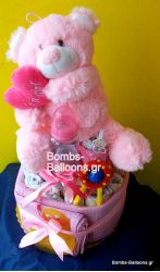 Τούρτα με πάνες διώροφη κορίτσι