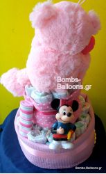 Τούρτα με πάνες διώροφη κορίτσι