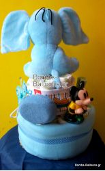 Τούρτα με πάνες διώροφη αγόρι