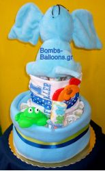 Τούρτα με πάνες διώροφη αγόρι