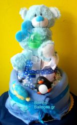 Τούρτα με πάνες διώροφη αγόρι