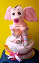 Τούρτα με πάνες διώροφη κορίτσι