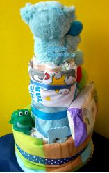 Τούρτα με πάνες τριώροφη αγόρι4