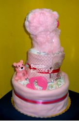 Τούρτα με πάνες διώροφη κορίτσι