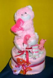 Τούρτα με πάνες διώροφη κορίτσι