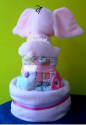 Τούρτα με πάνες διώροφη κορίτσι