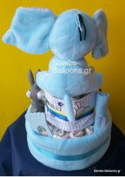 Τούρτα με πάνες διώροφη αγόρι