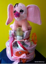 Τούρτα με πάνες διώροφη κορίτσι