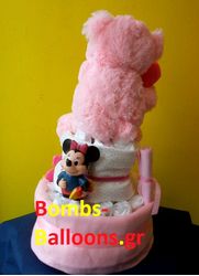 Τούρτα με πάνες διώροφη κορίτσι