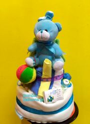 Τούρτα με πάνες διώροφη για δίδυμα