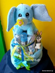 Τούρτα με πάνες διώροφη αγόρι