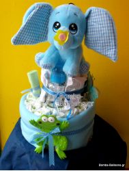 Τούρτα με πάνες διώροφη αγόρι