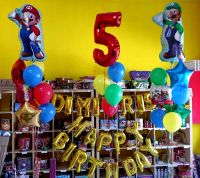 Super Mario Luigi μπαλόναι με ήλιον πολύχρωμα και μαπλόνια γράμματα