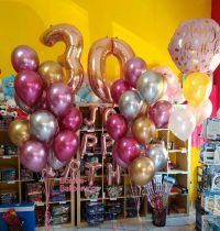Shiny μπαλόνια, όνομα και happy birthday γράμματα