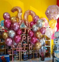 Shiny μπαλόνια, όνομα και happy birthday γράμματα