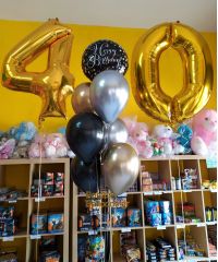 Μπαλόνια αριθμοί και σύνθεση με chrome μπαλόνια