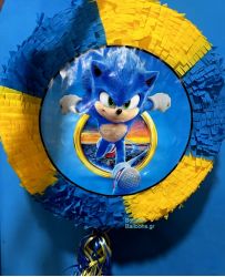 Πινιάτα Sonic μπλε με κίτρινο δαχτυλίδι