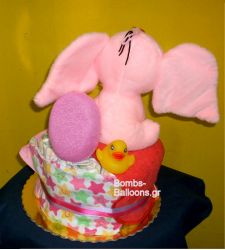 Τούρτα με πάνες μονώροφη κορίτσι