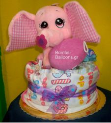 Τούρτα με πάνες μονώροφη κορίτσι