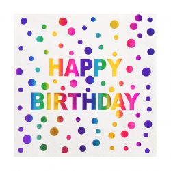 Χαρτοπετσέτες Happy Birthday πολύχρωμα πουά
