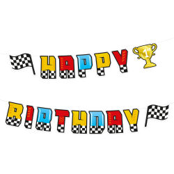 Γιρλάντα γράμματα Happy Birthday αγωνιστικά αυτοκίνητα