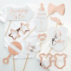 Σετ φωτογραφικού θαλάμου baby shower ροζ χρυσό