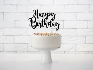 Διακοσμητικό τούρτας Happy Birthday μαύρο