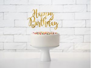 Διακοσμητικό τούρτας Happy Birthday χρυσό