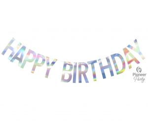 Hαppy Birthday Banner ιριδίζοντα γράμματα - ηλικία