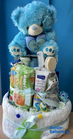 Τούρτα με πάνες μεγάλη τριώροφη