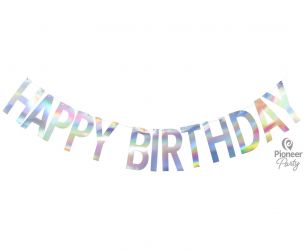 Hαppy Birthday Banner ιριδίζοντα γράμματα - ηλικία