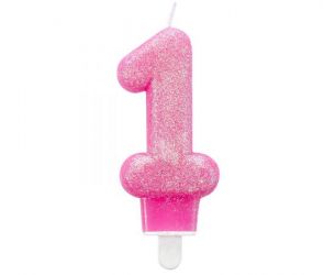 Κεράκι ροζ γκλίτερ