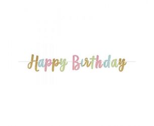Hαppy Birthday banner πολύχρωμο γκλίτερ