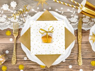 Χαρτοπετσέτες λευκό με ροζ χρυσό πουά