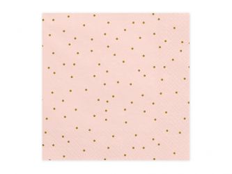 Χαρτοπετσέτες ροζ με χρυσό πουά